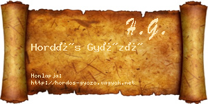 Hordós Győző névjegykártya
